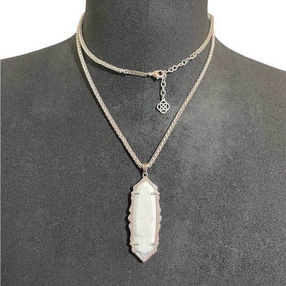 Kendra Scott Silver Frances White Howlite Pendant Necklace - Picture 5 of 6